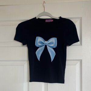 Edikted Navy Blue Tee with Light Blue Bow